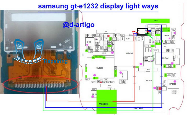 Samsung GT-E1232 LCD Display Light IC Solution Jumper Problem Ways