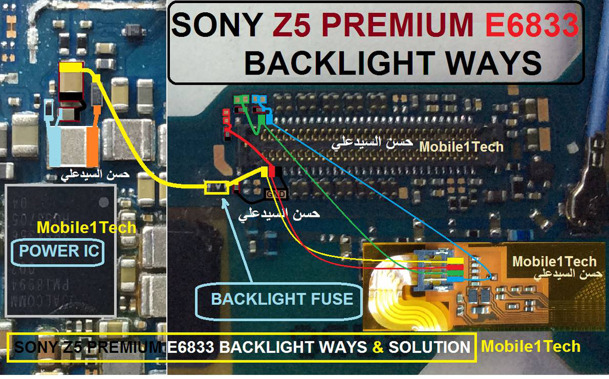 Sony Xperia Z5 Premium E6833 LCD Display Light IC Solution Jumper Problem Ways