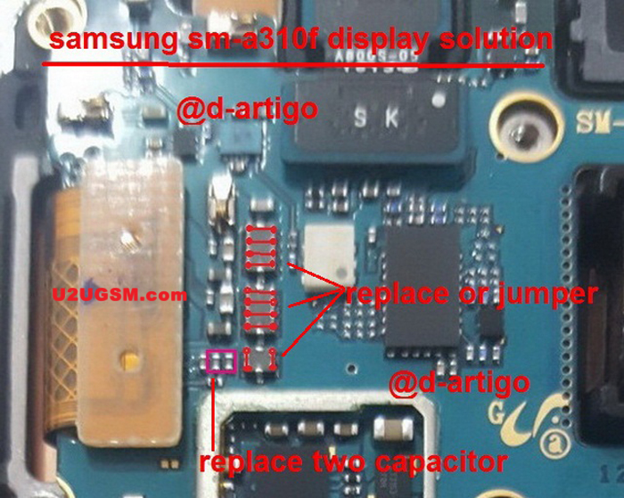Samsung Galaxy A3 A310F LCD Display Light IC Solution Jumper Problem Ways
