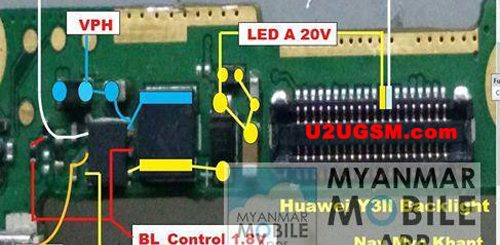 Huawei Y3II Screen Repair Light Problem Solution Jumper Ways