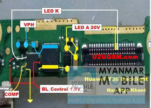 Huawei Y3II Screen Repair Light Problem Solution Jumper Ways