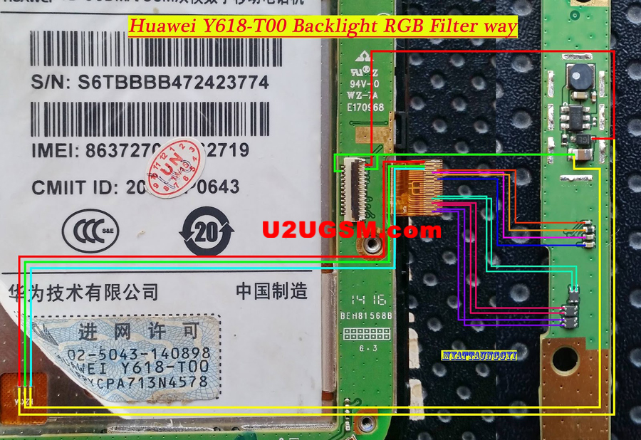 Huawei Y618-T00 Cell Phone Screen Repair Light Problem Solution Jumper Ways