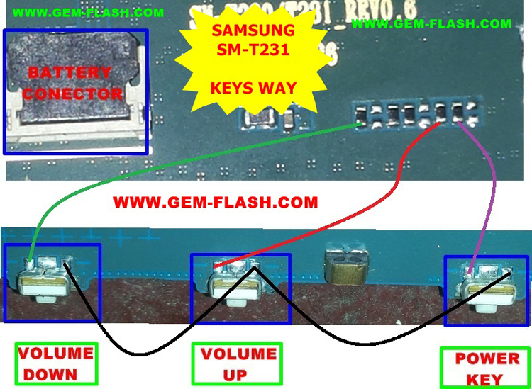 Samsung Galaxy Tab 4 7.0 3G SM-T231 Volume Up Down Keys Not Working Problem Solution Jumpers