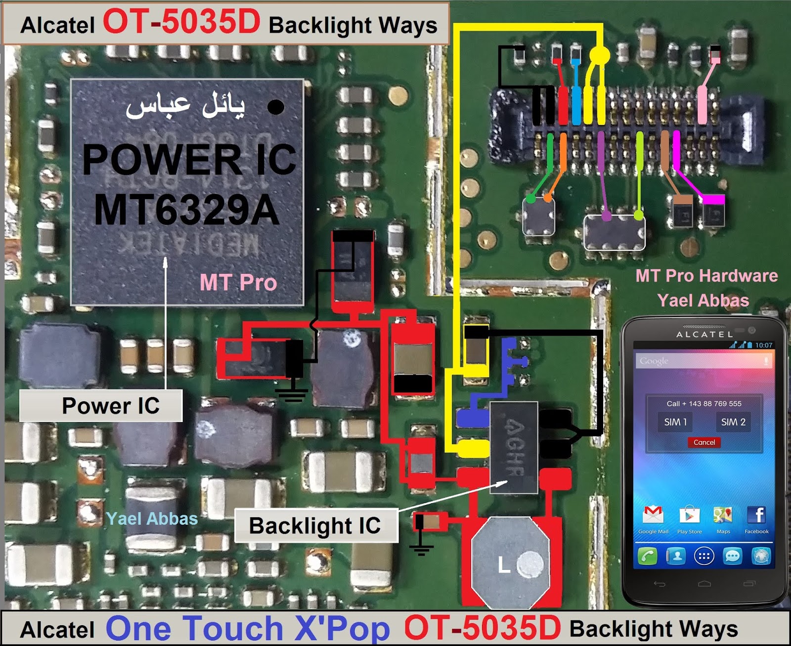 Alcatel OT 5035D Cell Phone Screen Repair Light Problem Solution Jumper Ways