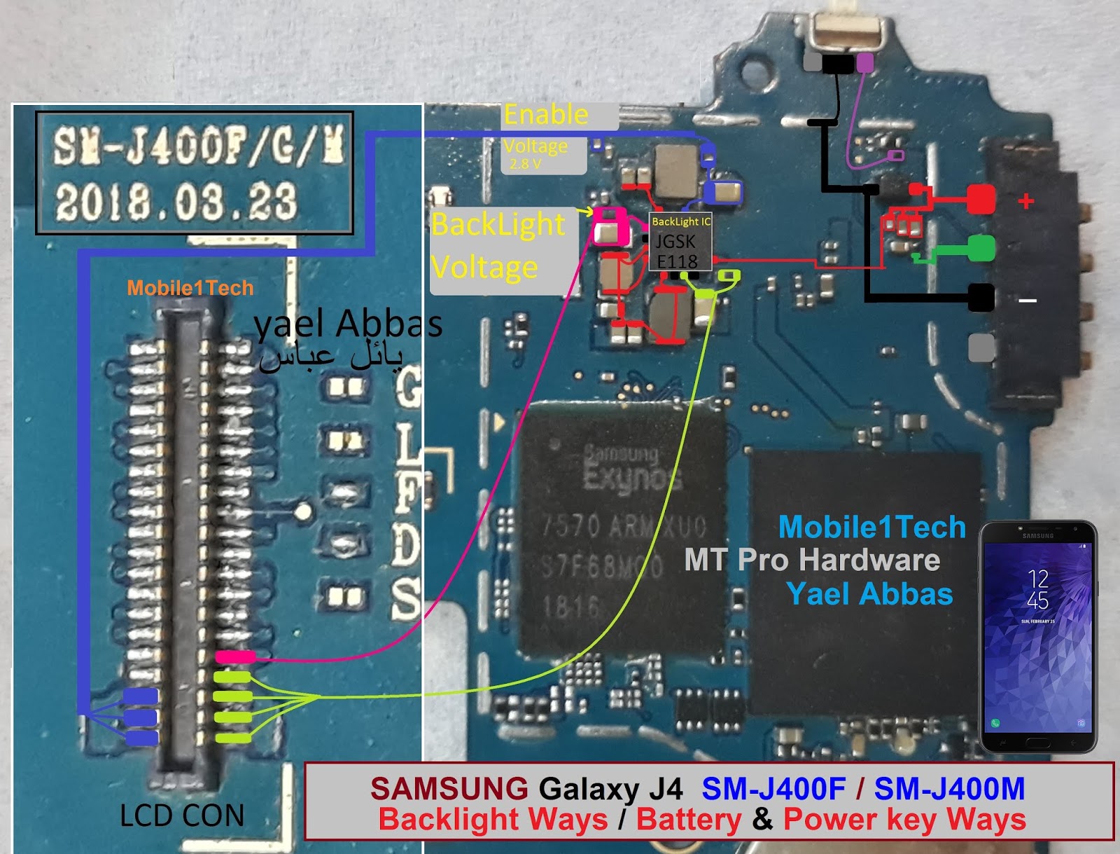 Samsung Galaxy J4 Battery Connector Terminal Jumper Ways