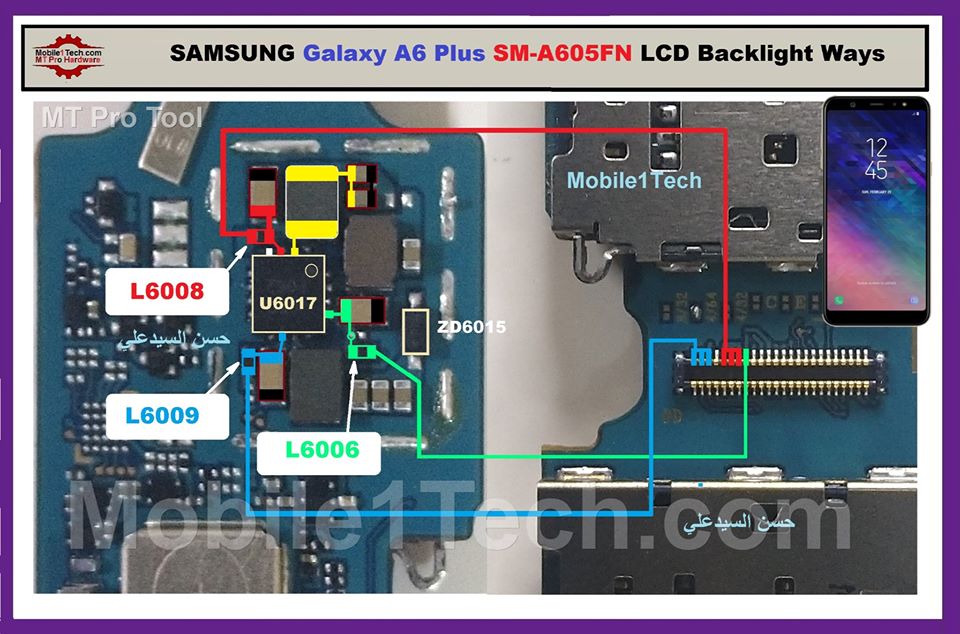 Samsung Galaxy A6 Plus A650F Cell Phone Screen Repair Light Problem Solution Jumper Ways