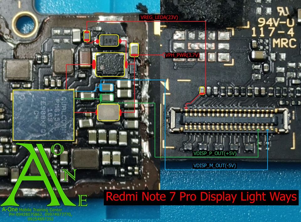 Xiaomi Redmi Note 7 Pro Cell Phone Screen Repair Light Problem Solution Jumper Ways